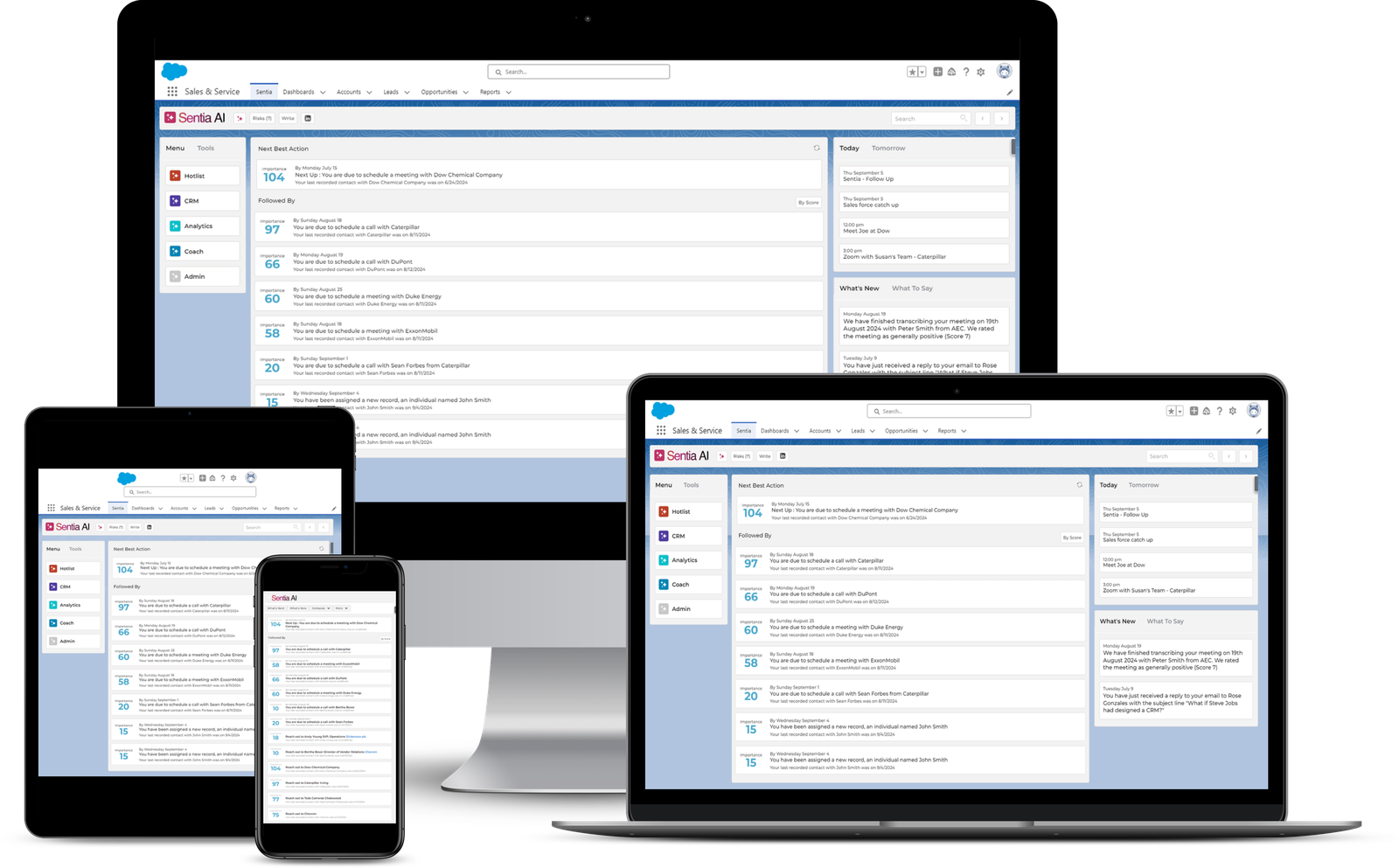 Sentia running on desktop, laptop, tablet and phone
